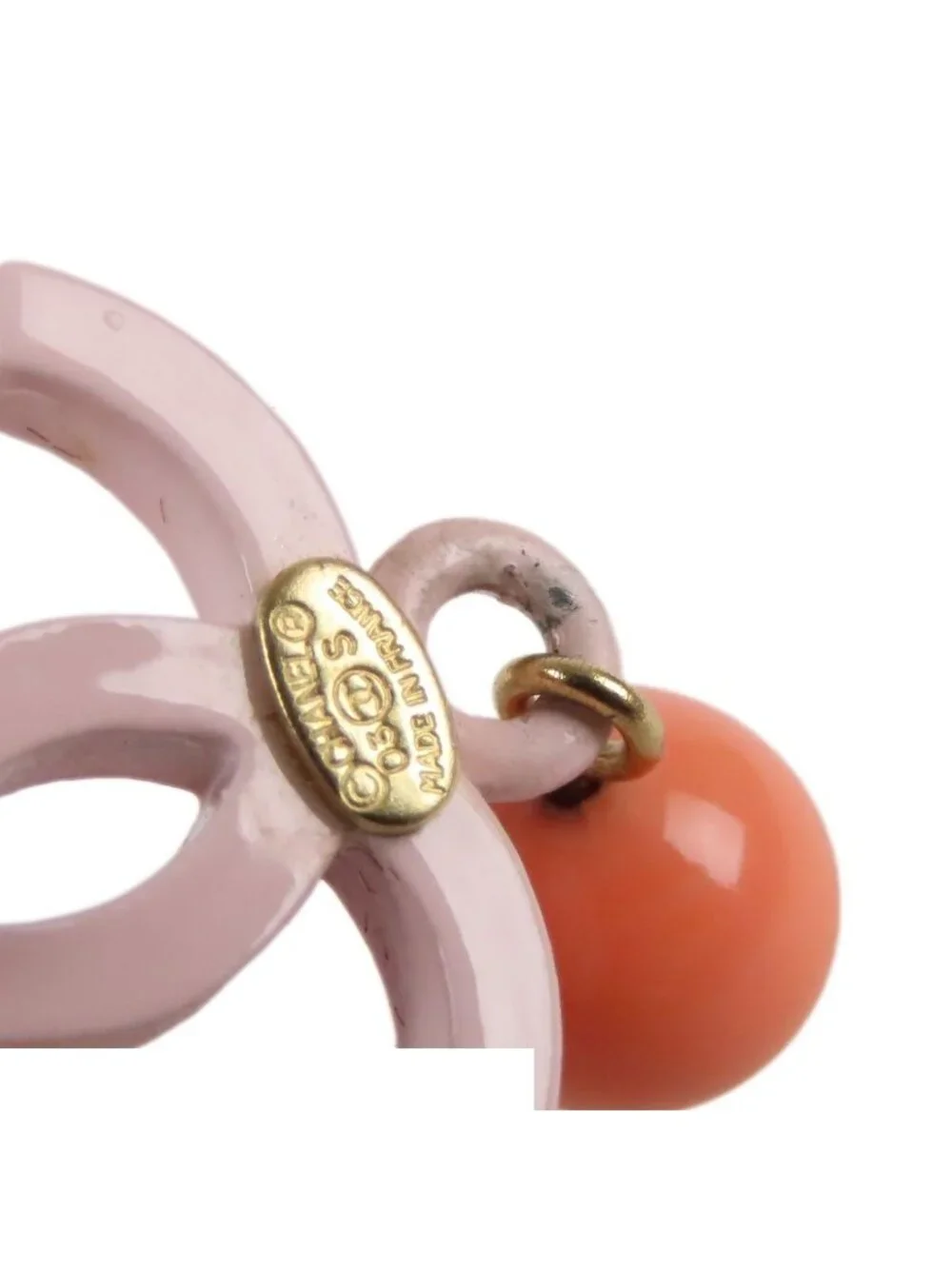 Chanel Earrings Pink Metal Swing CC Logo